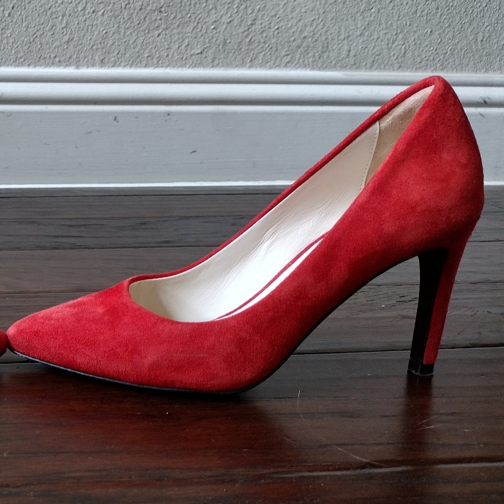 Cole Haan Red Suede Heels - Picture 5 of 10
